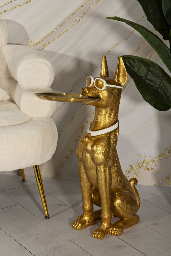 Dekofigur Pitbull Gold 74 cm – Tierfigur
