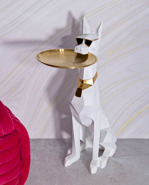 Dekofigur Pitbull Origami Weiß Gold – Tierfigur