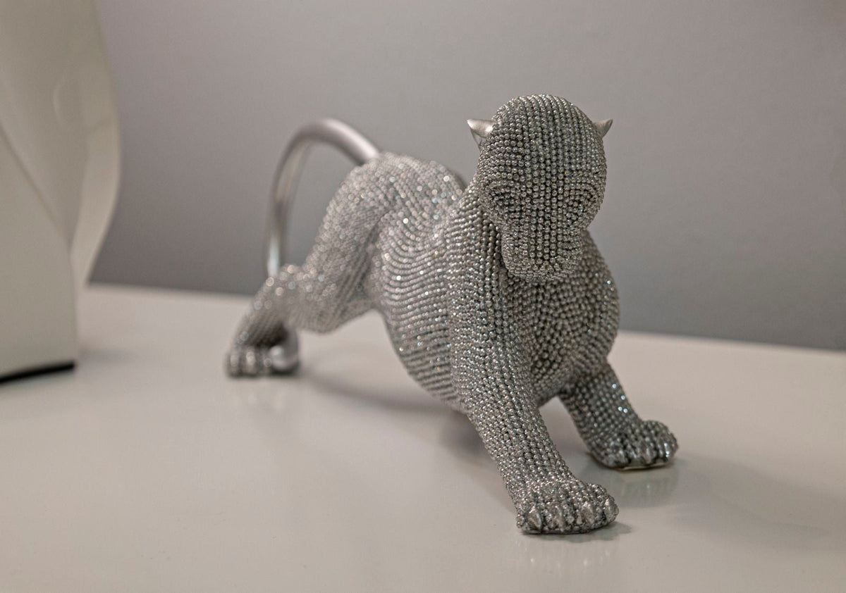 Dekofigur Panther Silber – Tierfigur