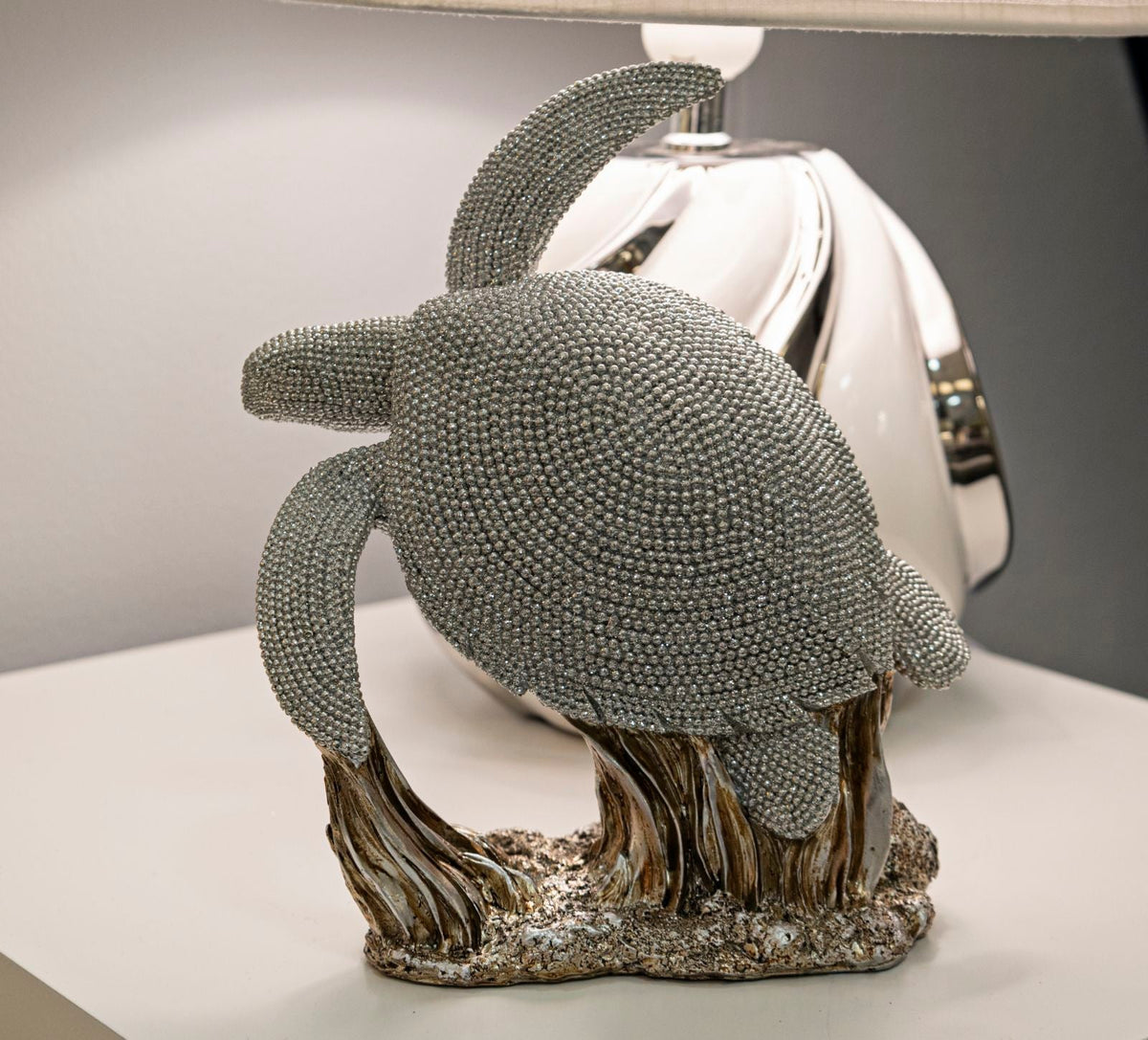 Dekofigur Schildkröte Silber – Tierfigur