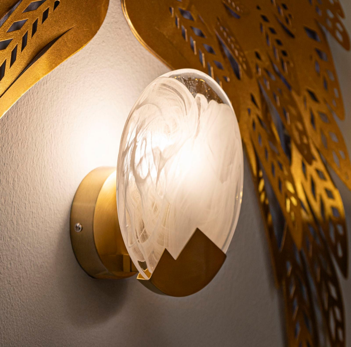 Wandleuchte Moon Gold Weiß 10 cm – Wandlampe