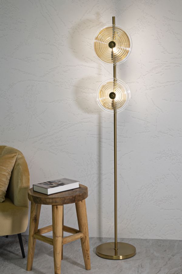 Stehlampe Venice Gold Natur 170 cm – Stehleuchte