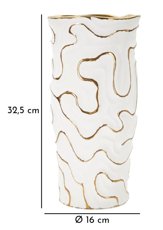 Blumenvase Adore Weiß Gold 32,5 cm – Dekovase