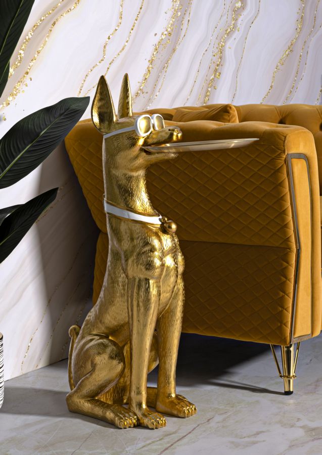 Dekofigur Pitbull Gold 91 cm – Tierfigur
