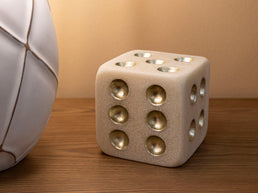 Dekofigur Würfel Weiß Gold 12 cm – Skulptur Deko