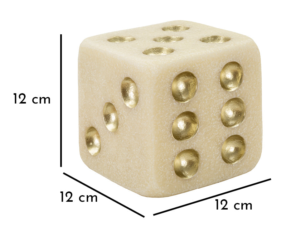 Dekofigur Würfel Weiß Gold 12 cm – Skulptur Deko