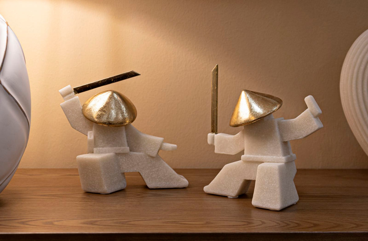 Samurai Oda Weiß Gold 18,5 cm – Skulptur Deko