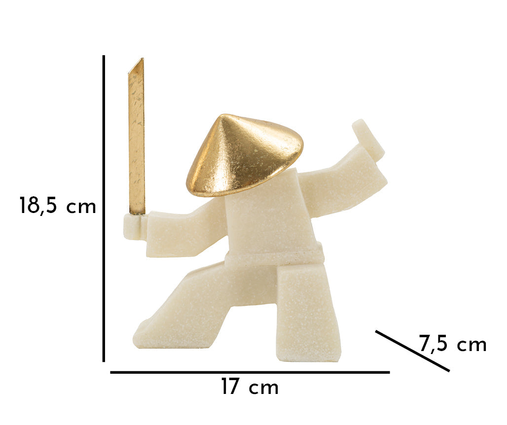 Samurai Oda Weiß Gold 18,5 cm – Skulptur Deko