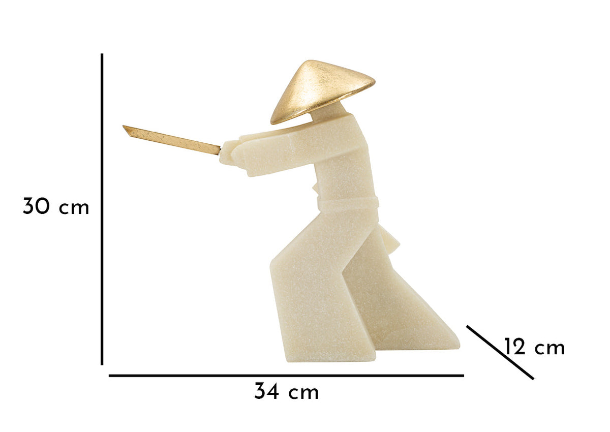 Samurai Toku Weiß Gold 30 cm – Skulptur Deko