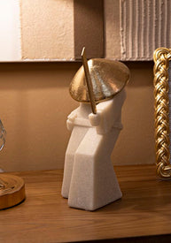 Samurai Toku Weiß Gold 24,5 cm – Skulptur Deko