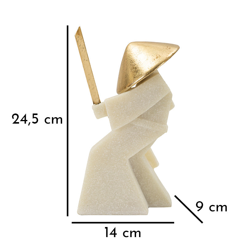Samurai Toku Weiß Gold 24,5 cm – Skulptur Deko