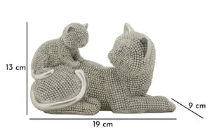 Dekofigur Katze mit Junges Silber – Tierfigur