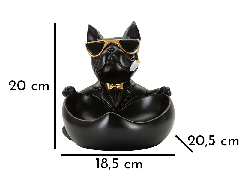 Dekofigur Hund mit Schale Gold – Tierfigur