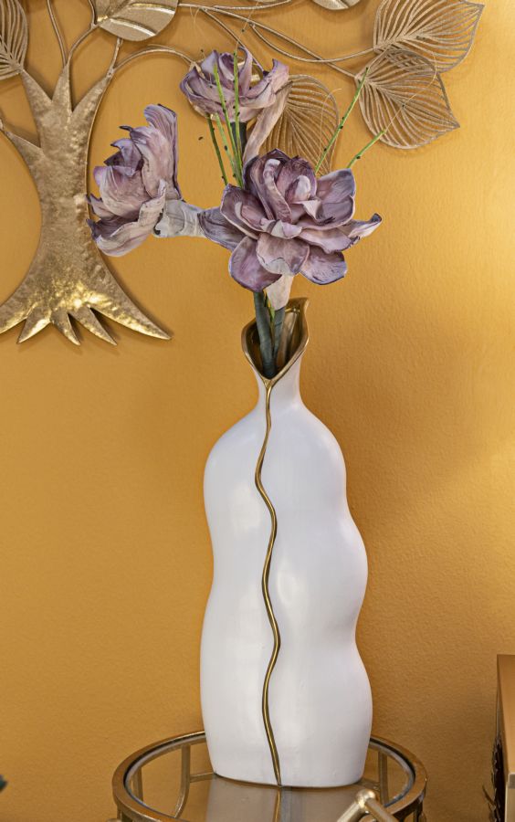 Blumenvase Uma Weiß Gold 50 cm – Dekovase