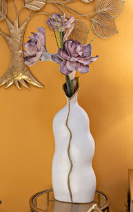 Blumenvase Uma Weiß Gold 50 cm – Dekovase