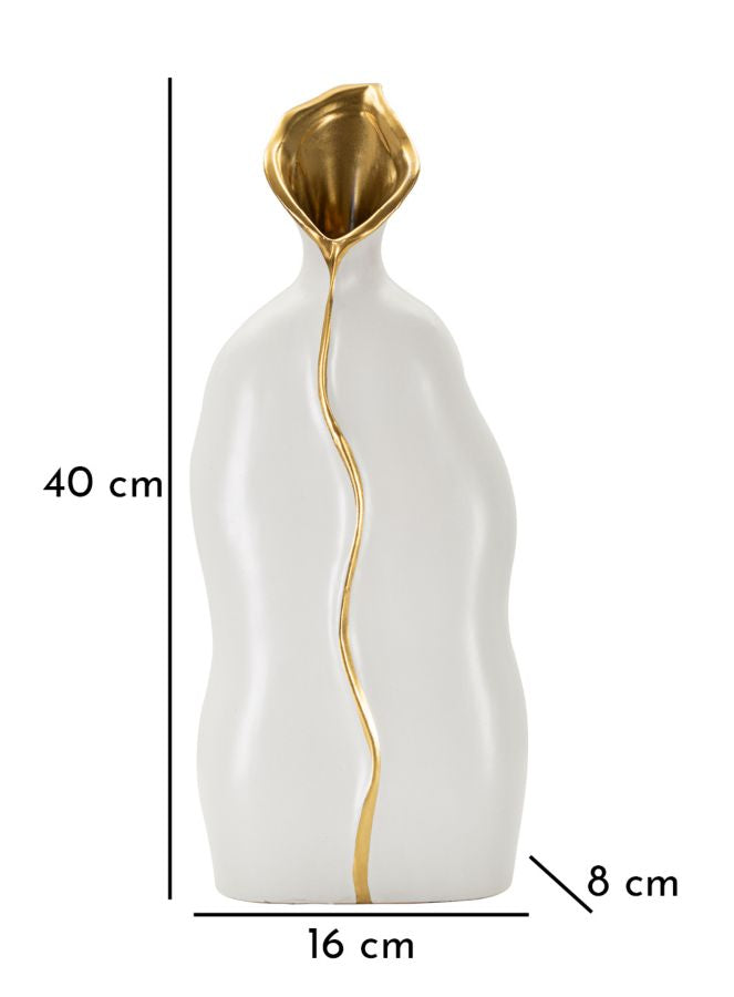 Blumenvase Uma Weiß Gold 40 cm – Dekovase