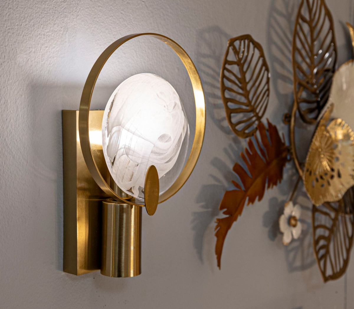 Wandleuchte Oklan Gold An Natural 29 cm – Wandlampe