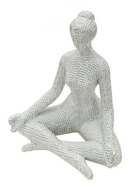 Dekofigur Yoga Frau Weiß 23 cm – Skulptur Deko