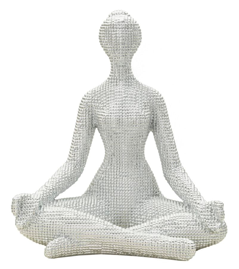 Dekofigur Yoga Frau Weiß 23 cm – Skulptur Deko
