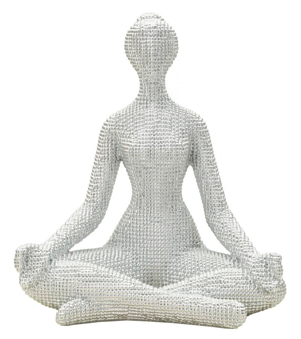 Dekofigur Yoga Frau Weiß 23 cm – Skulptur Deko