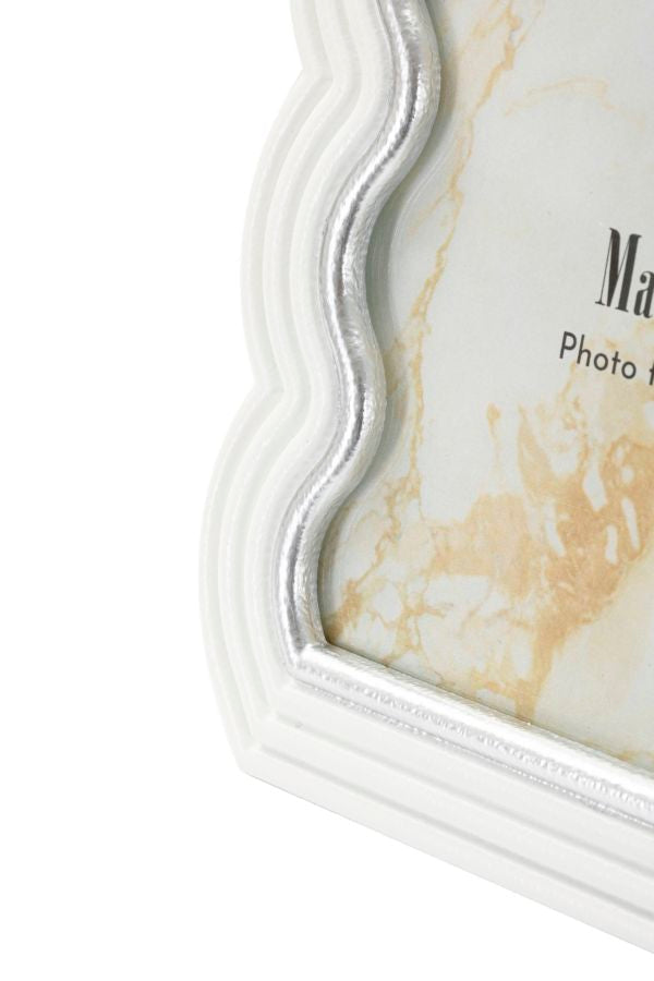 Bilderrahmen Wellen Weiß Silber Klein – Fotorahmen Deko