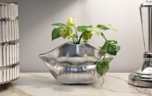 Vase Lippen Silber – Blumenvase Deko
