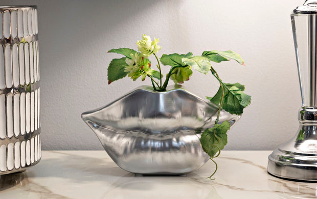 Vase Lippen Silber – Blumenvase Deko
