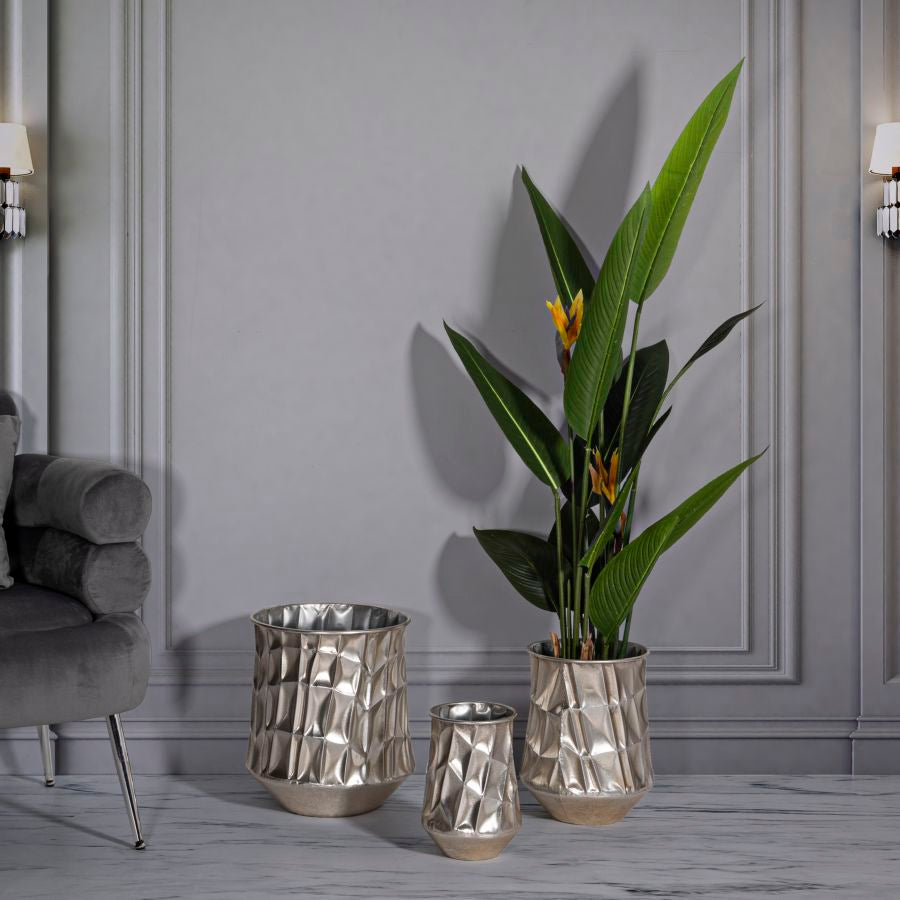 Blumenvase Silber 3er Set 38,5 cm