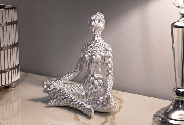 Dekofigur Yoga Frau Weiß 23 cm – Skulptur Deko
