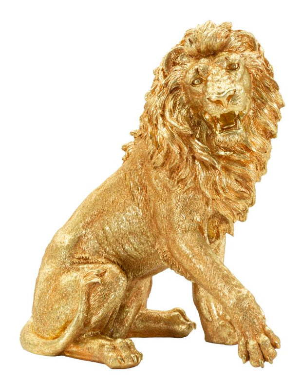 Dekofigur Löwe Sitzend Gold – Tierfigur