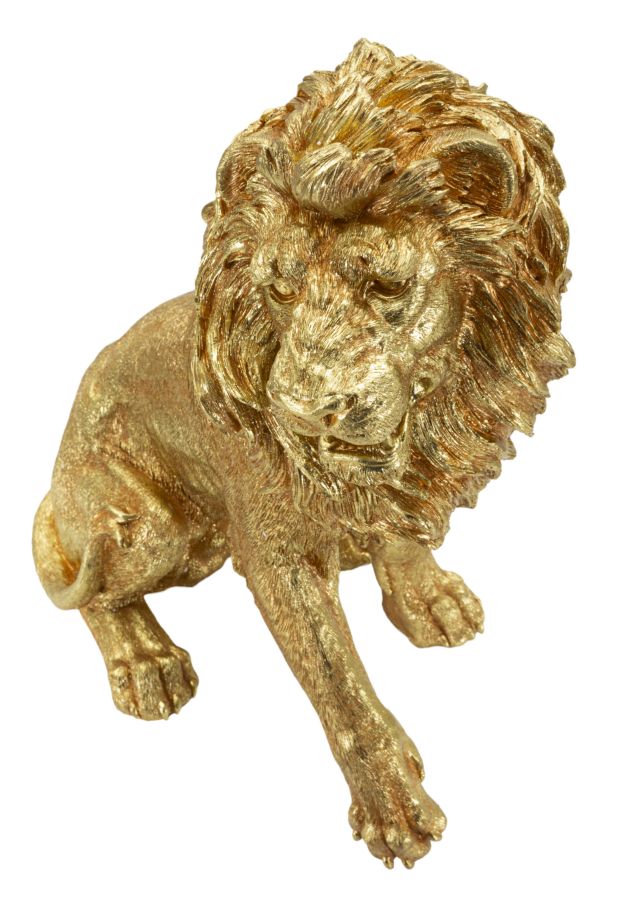 Dekofigur Löwe Sitzend Gold – Tierfigur