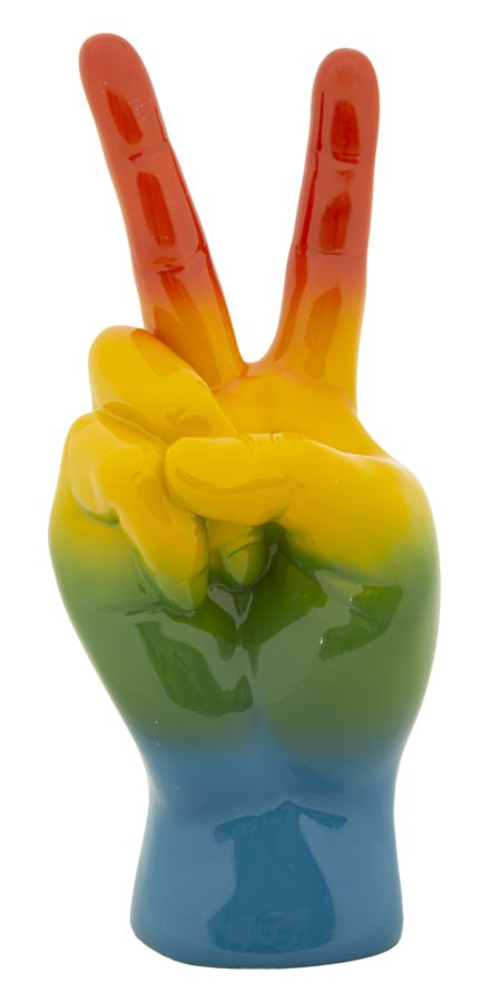 Dekofigur Hand Victory Regenbogen – Skulptur Deko