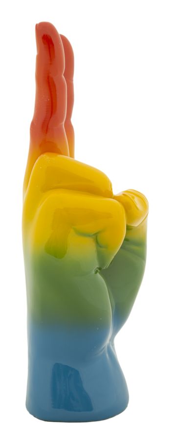 Dekofigur Hand Victory Regenbogen – Skulptur Deko