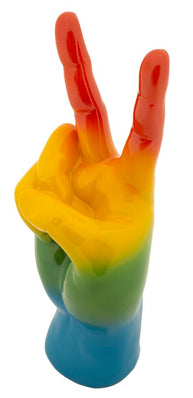 Dekofigur Hand Victory Regenbogen – Skulptur Deko
