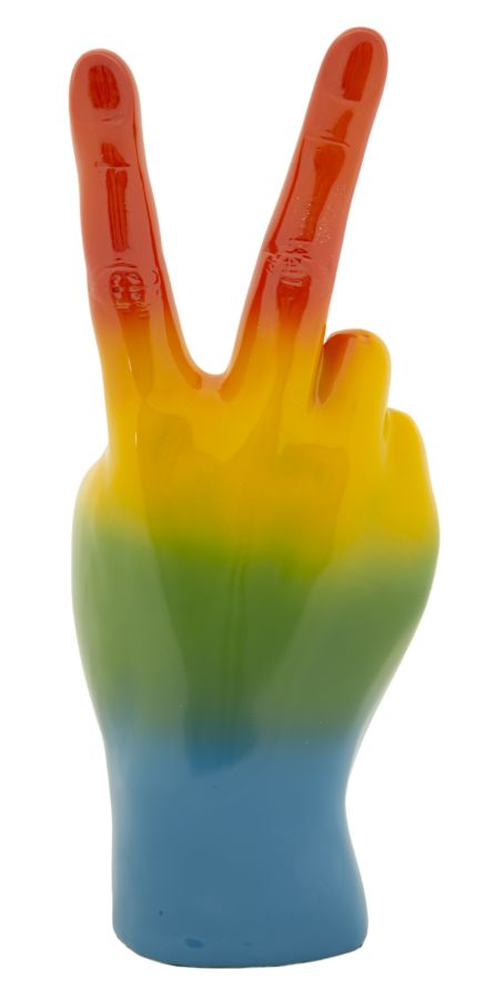 Dekofigur Hand Victory Regenbogen – Skulptur Deko