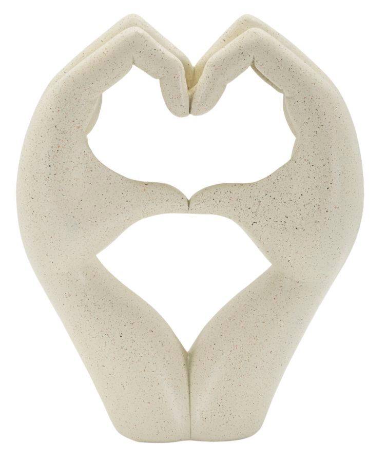 Dekofigur Hände Herz Creme – Skulptur Deko