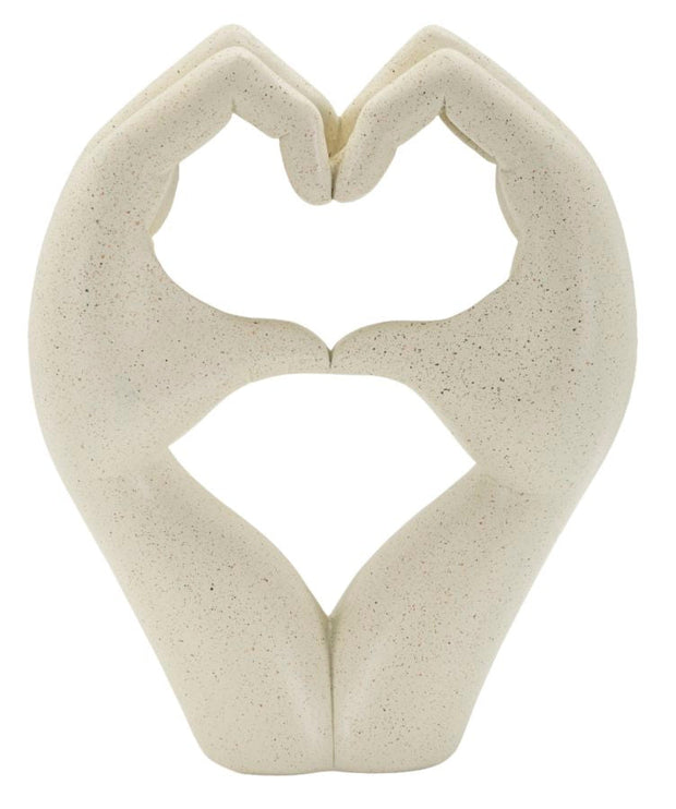 Dekofigur Hände Herz Creme – Skulptur Deko