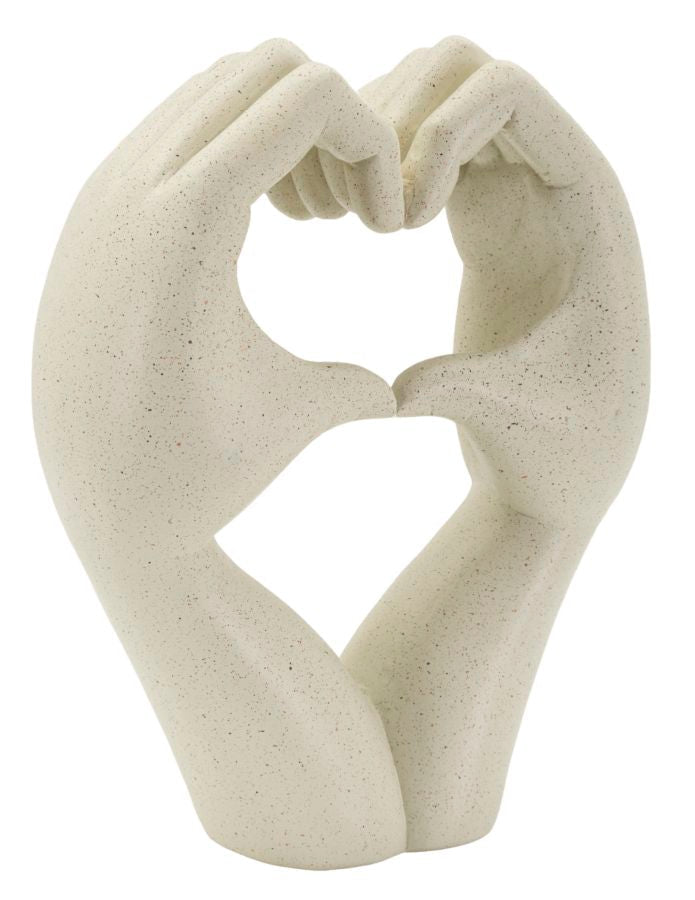 Dekofigur Hände Herz Creme – Skulptur Deko