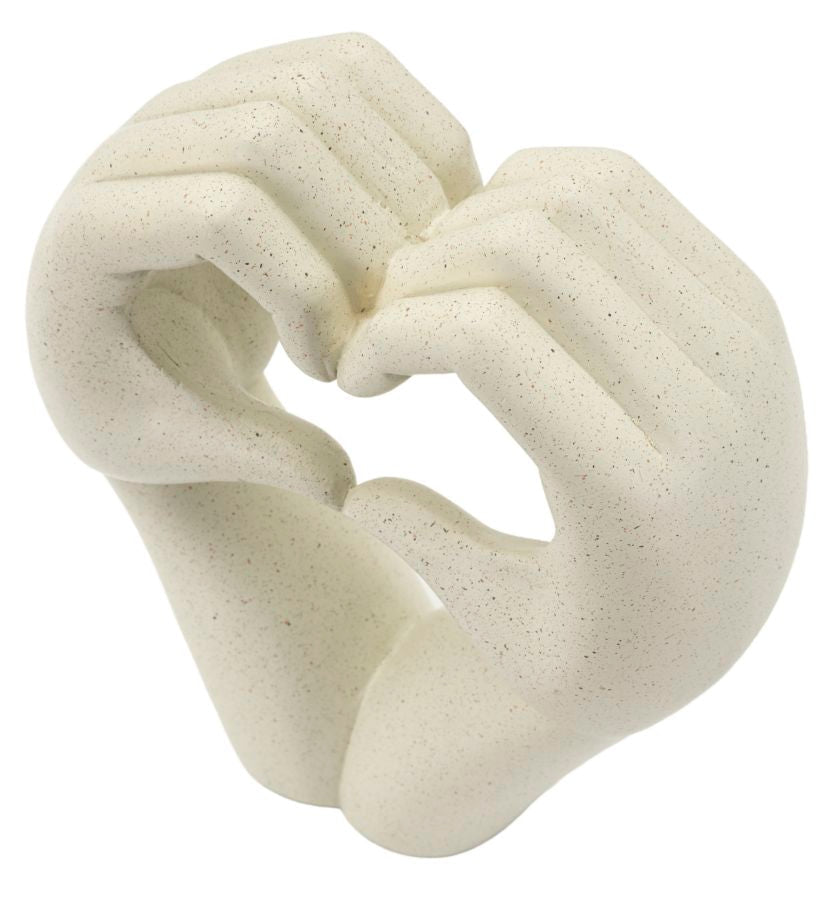 Dekofigur Hände Herz Creme – Skulptur Deko