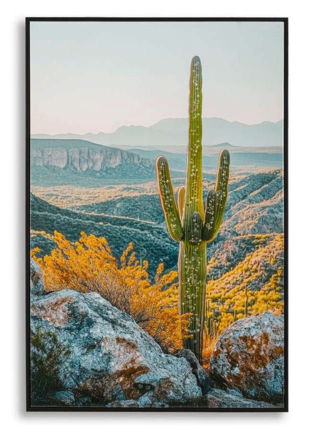 Wandbild Kaktus Wüste 90 cm – Leinwandbild Deko