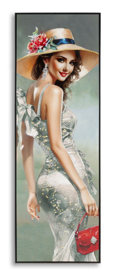 Wandbild Frau mit Hut 152 cm A – Leinwandbild Deko