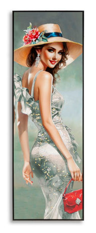 Wandbild Frau mit Hut 152 cm A – Leinwandbild Deko