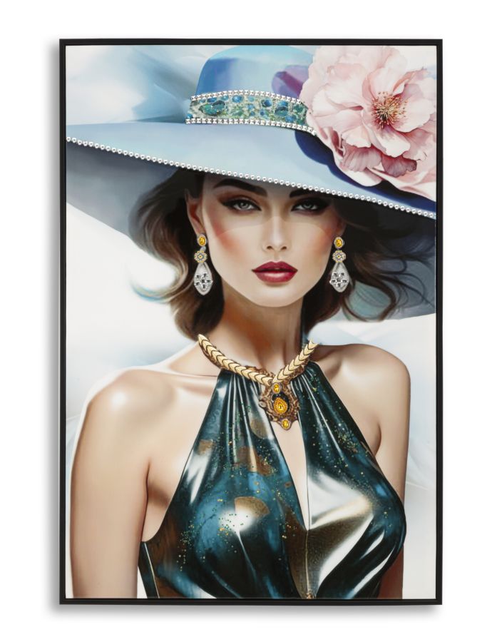 Wandbild Frau mit Hut 92 cm C – Leinwandbild Deko
