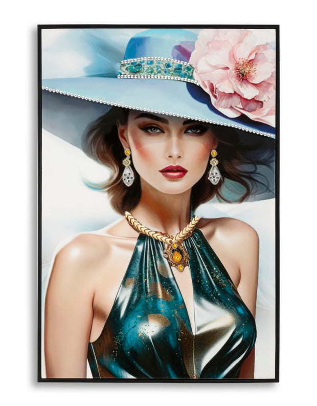 Wandbild Frau mit Hut 92 cm C – Leinwandbild Deko