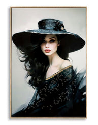 Wandbild Frau mit Hut 92 cm E – Leinwandbild Deko