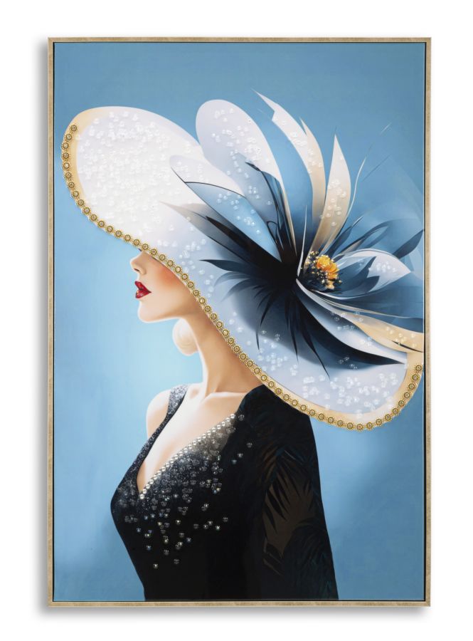 Wandbild Frau mit Hut 92 cm F – Leinwandbild Deko