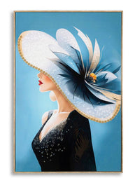 Wandbild Frau mit Hut 92 cm F – Leinwandbild Deko