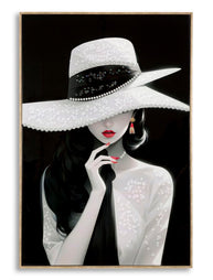 Wandbild Frau mit Hut 92 cm H – Leinwandbild Deko