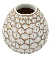 Vase Tibet Weiß Geometrisch Rund – Blumenvase Deko