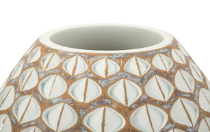 Vase Tibet Weiß Geometrisch Rund – Blumenvase Deko